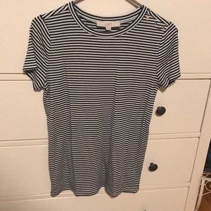 Loft Tee - Dark Green and White Stripped Shirt -S